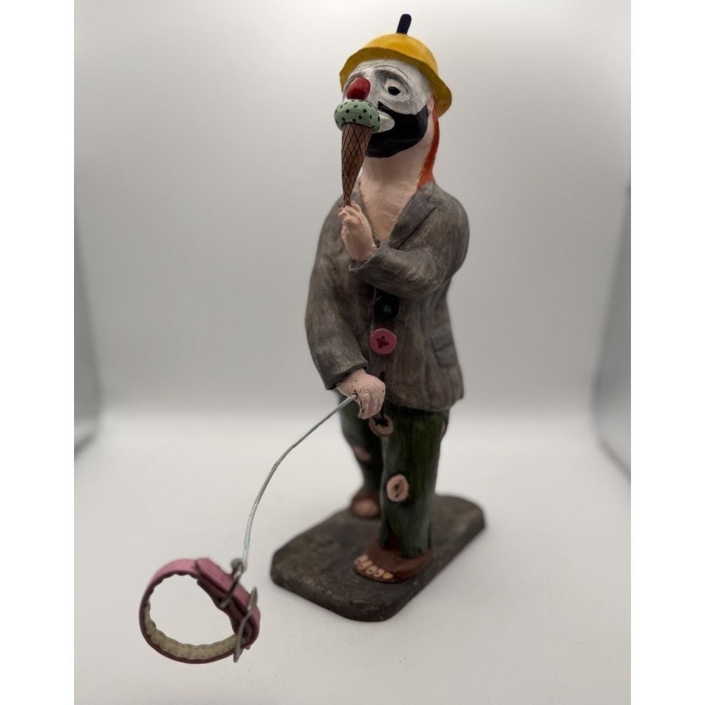 Don Reeser Decorative Wood Carving Clown Sculpture NC Signed Dated 1996 10"